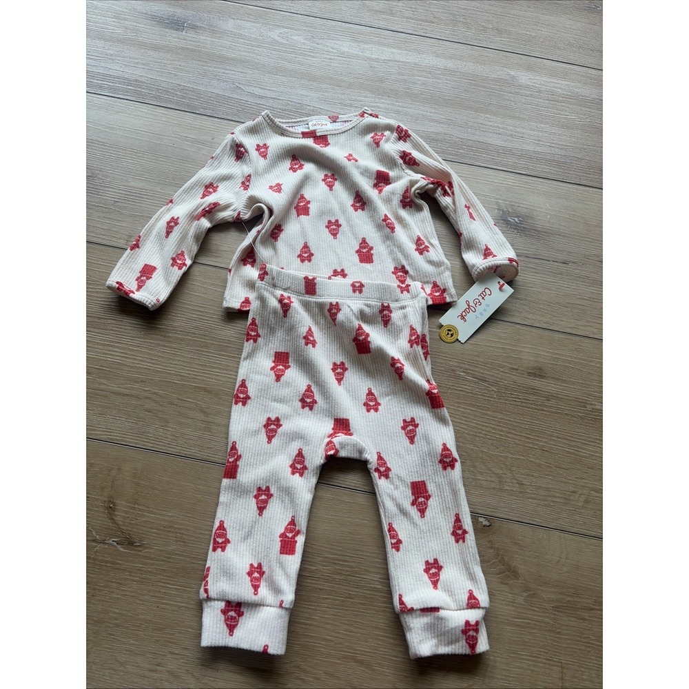 Cat and Jack Infant Baby Boy Girl 12 Months Santa Ribbed Christmas Outfit New
